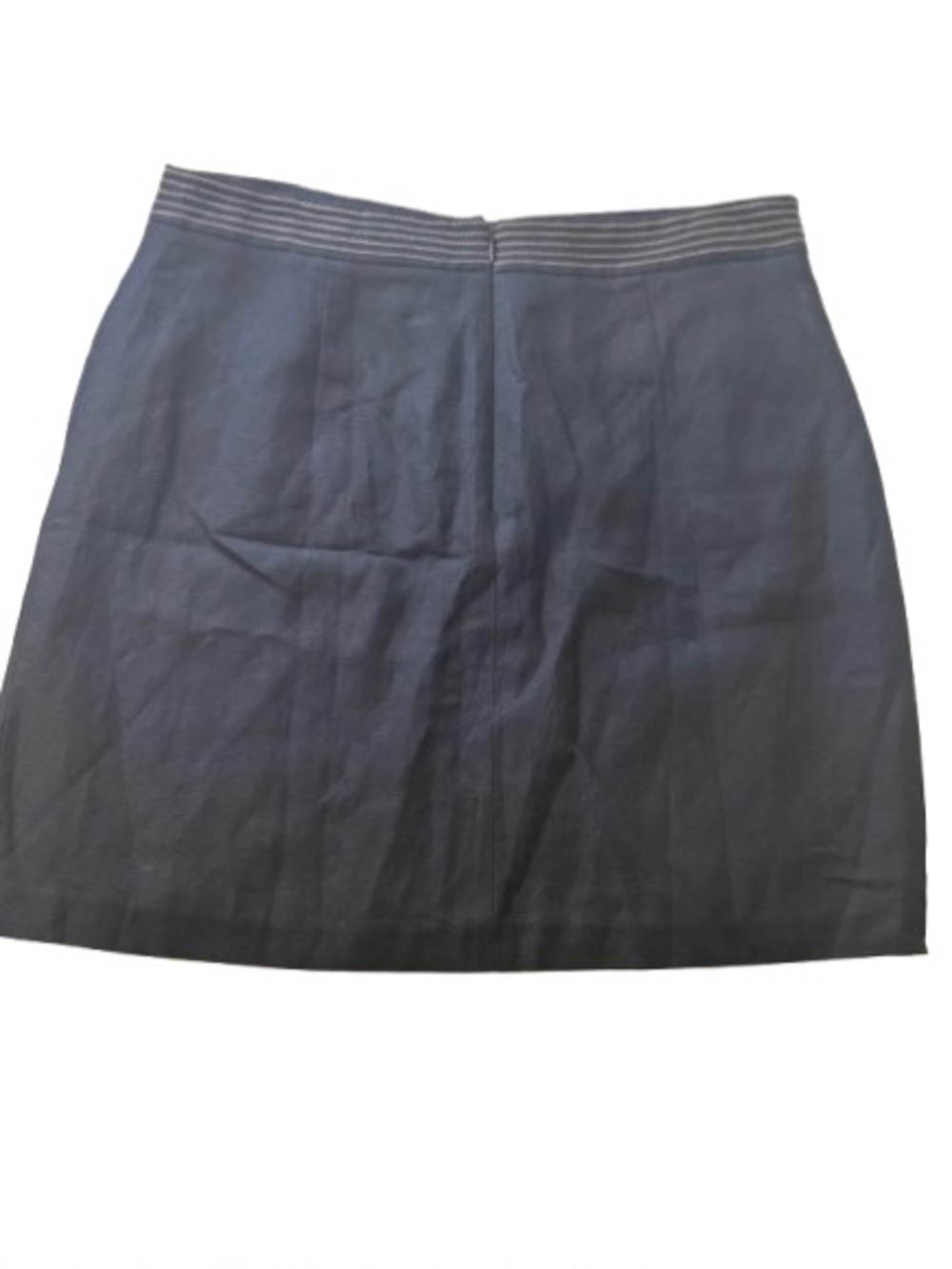 Karl Lagerfeld Paris Black Linen Blend Trapunto Stitch Logo Button Mini Skirt 10 - Picture 7 of 7